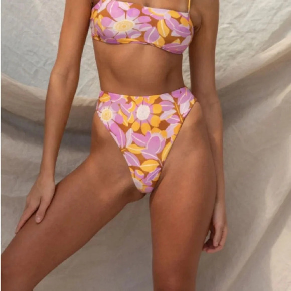 New! Stone Fox Swim sumatra bikini bottoms retro bloom nwt 28973 - Picture 3 of 5
